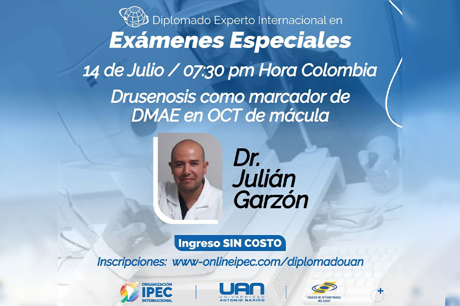 No te pierdas este webinar el próximo 14 de julio a las 19:30 horas de Colombia, con un experto en interpretación de hallazgos clínicos en retina.