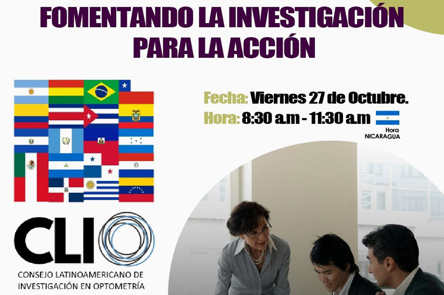 El Consejo Latinoamericano de Investigación en Optometría, comparte la jornada científica con ponentes internacionales expertos en temas propios de investigación científica, todos los profesionales de la visión de Latinoamérica. El encuentro se desarrollará vía ZOOM el 27 de noviembre.