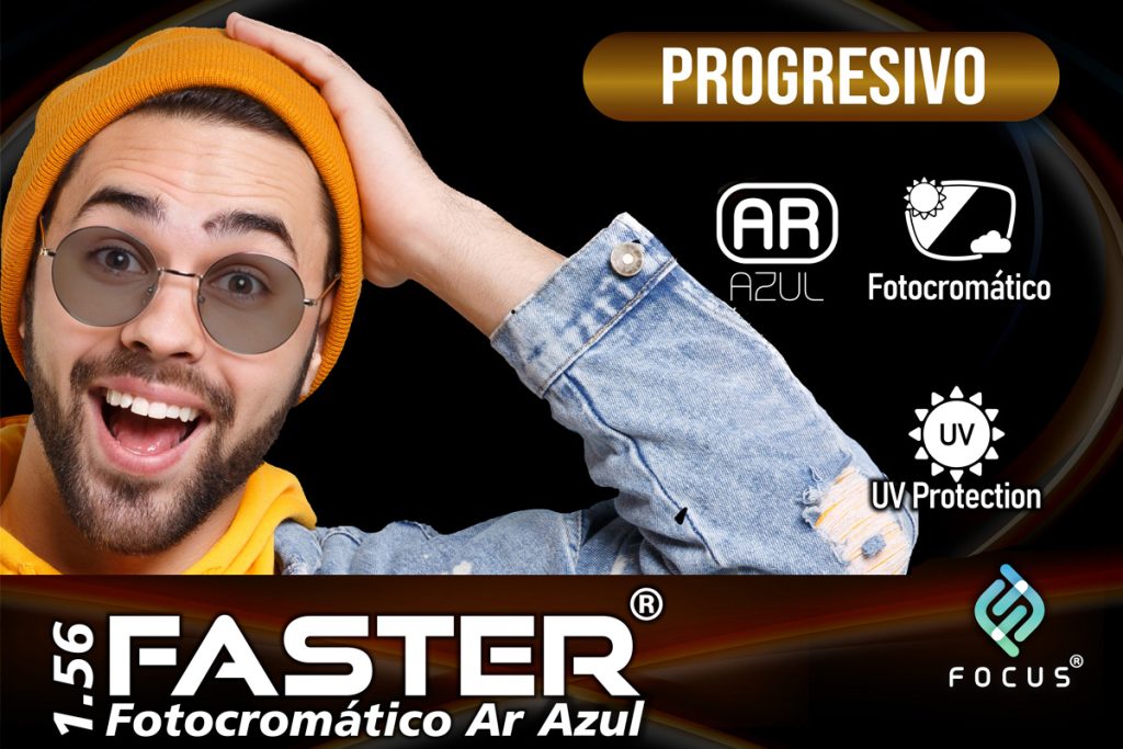 Focus presenta su nuevo lente fotocromático 1.56 FASTER Ar Azul